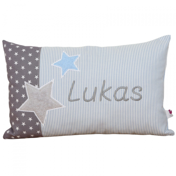 Namenskissen Sterne Modell Lukas 25 x 40 cm - personalisierbar